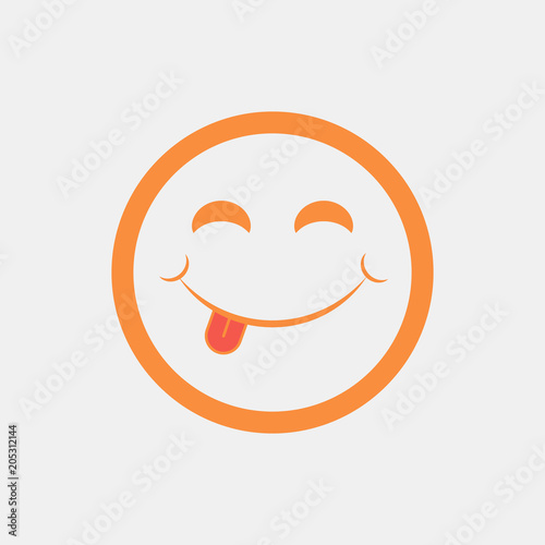 Happy smiley face with tongue or emoticon line art icon for apps and websites