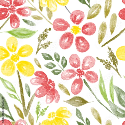 Tapety Akwarela Kwiaty i liście wzór II