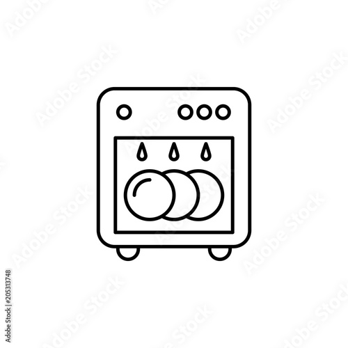 dishwashing machine icon. Element of simple web icon with name for mobile concept and web apps. Thin line dishwashing machine icon can be used for web and mobile