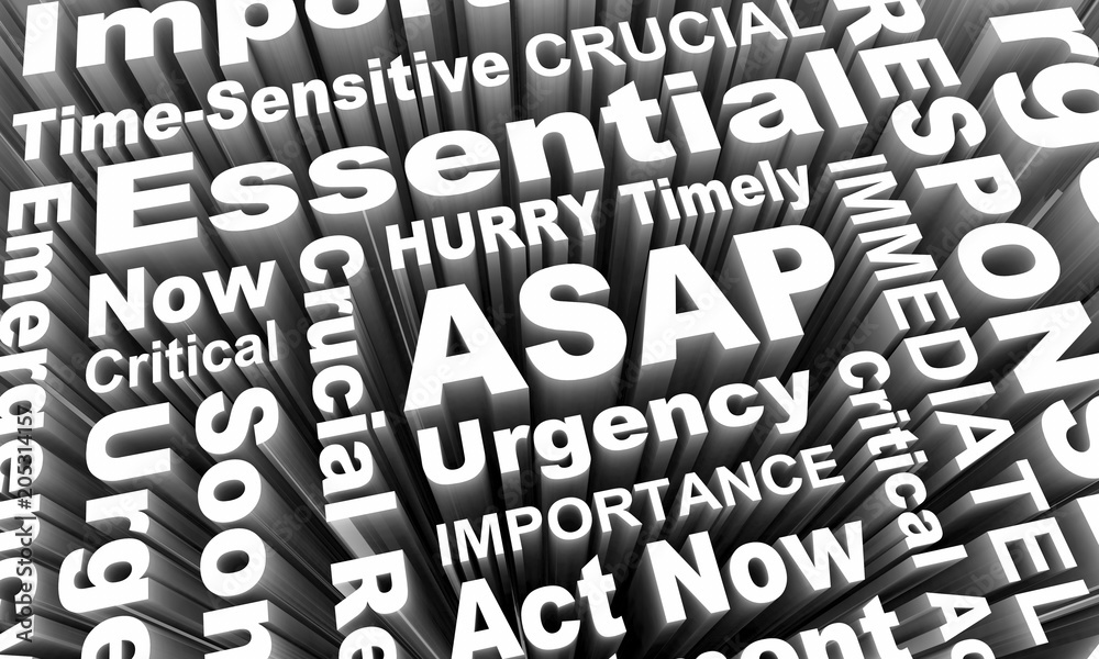ASAP Act Now As Soon Possible Urgent Words 3d Render Illustration ASAP Act Now As Soon Possible Urgent Words 3d Render Illustration