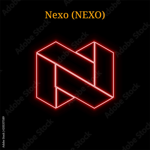 Red neon Nexo (NEXO) cryptocurrency symbol