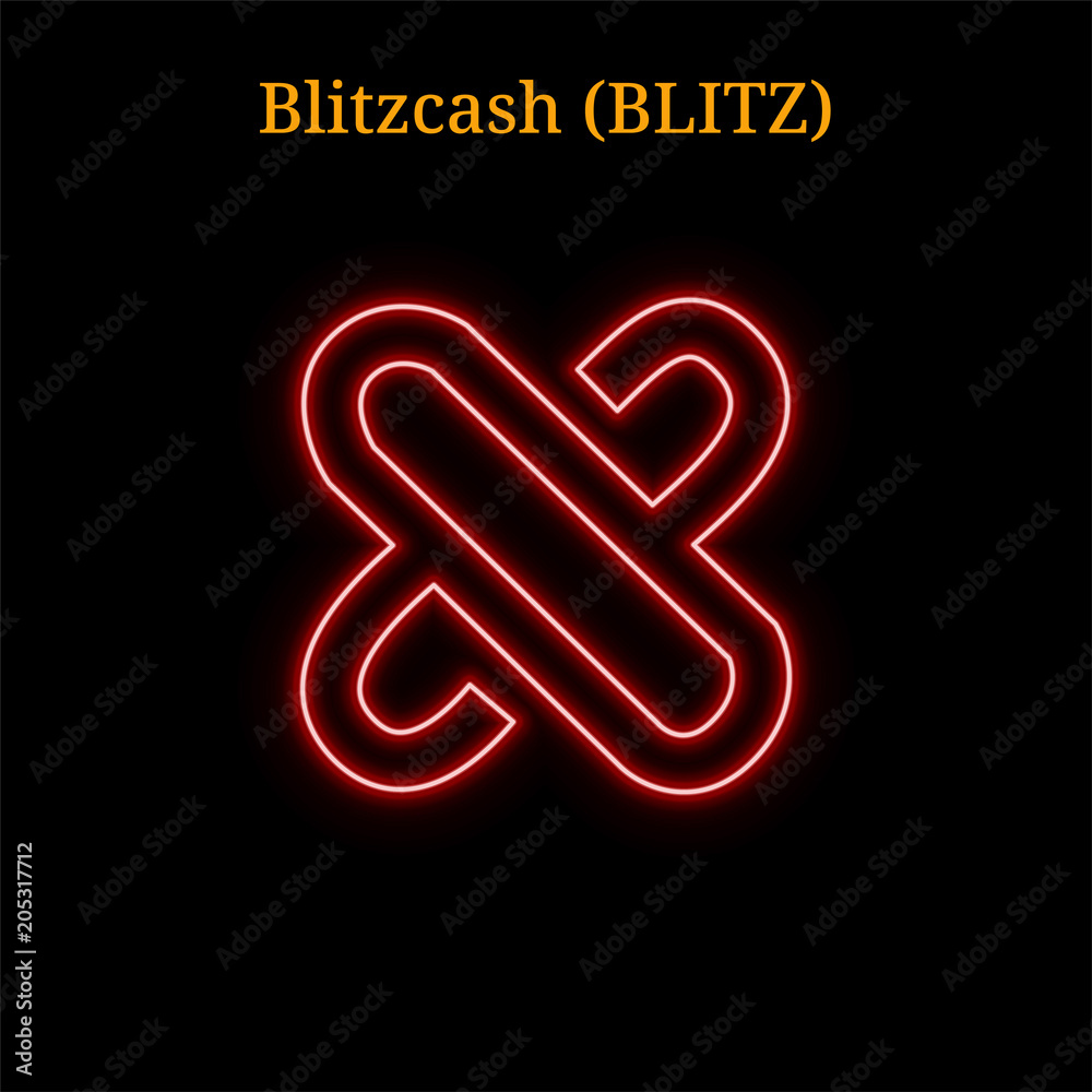 Red neon Blitzcash (BLITZ) cryptocurrency symbol Red neon Blitzcash (BLITZ) cryptocurrency symbol