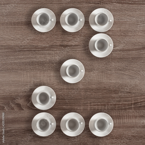 Set of white coffee cups in shape of letter Z