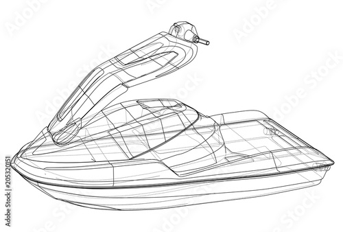 Jet ski sketch. Vector