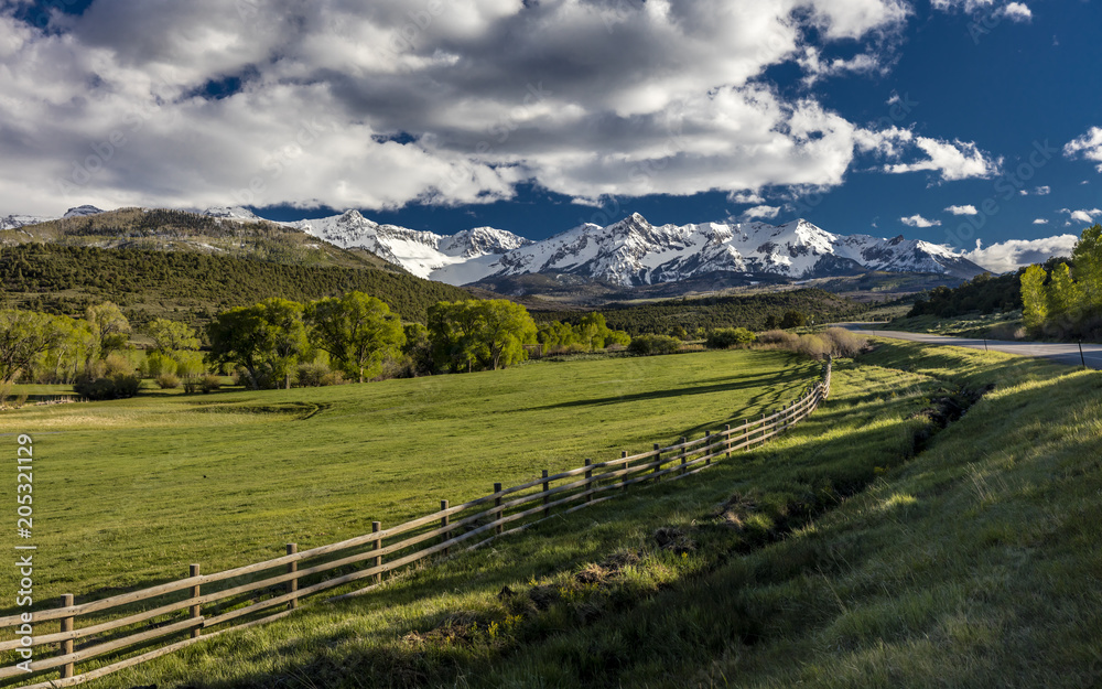 APRIL 27, 2017 - Ralph Lauren's "Double RL" Ranch with Rail Fence along  highway 62 in San Juan Mountains, near Ridgway and Telluride Colorado Stock  Photo | Adobe Stock