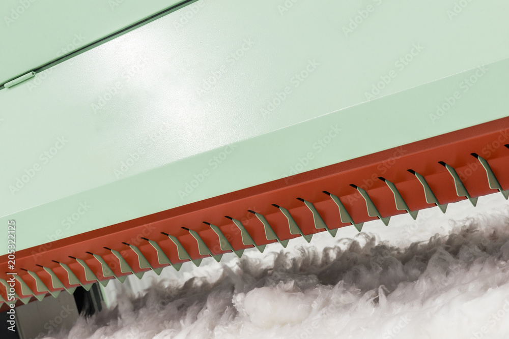 Fototapeta premium carding machine in spinning workshop. equipment and technologies at the textile factory