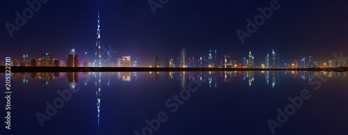 Dubai Towers panoramic view at night
