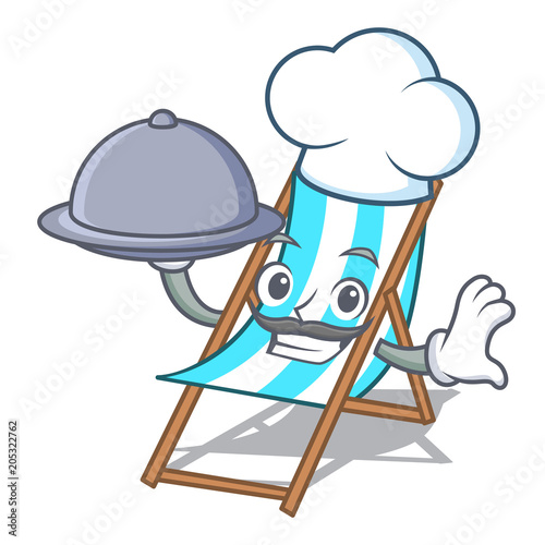 Chef with food beach chair mascot cartoon