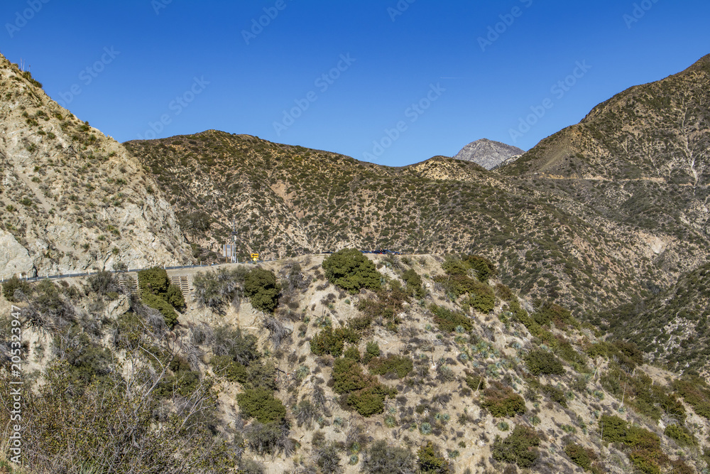 Angeles Crest Highway Carving through the Mountains of the San Gabriel Valley outside of Los Angeles, California, USA