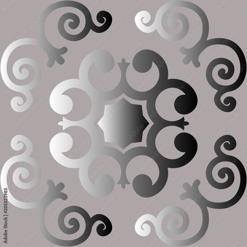 Decorative element, abstract image of a silvery flower, background for design.