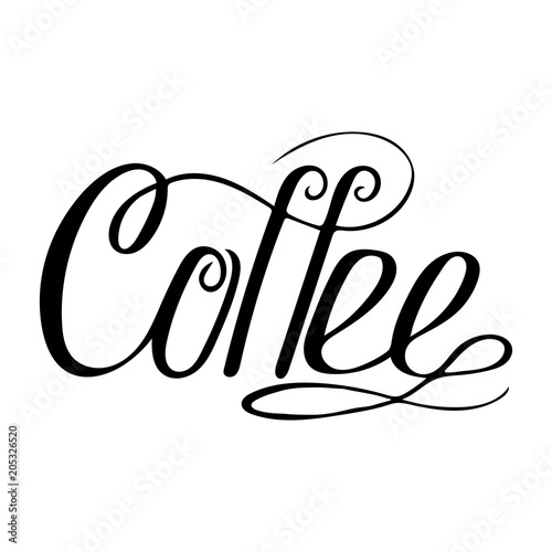 Hand-drawn lettering - Coffee. Monochrome vector drawing