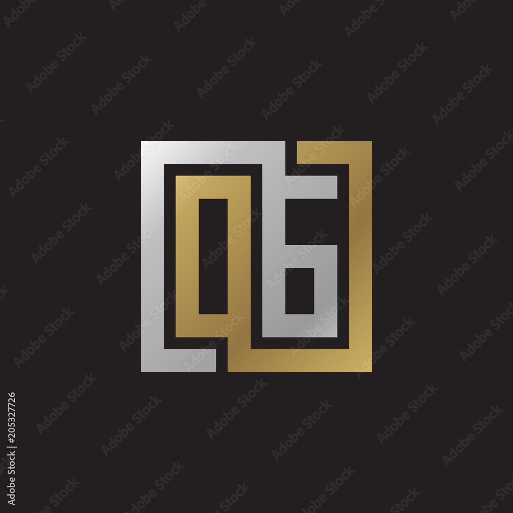Initial letter OG, looping line, square shape logo, silver gold color on black background Initial letter OG, looping line, square shape logo, silver gold color on black background