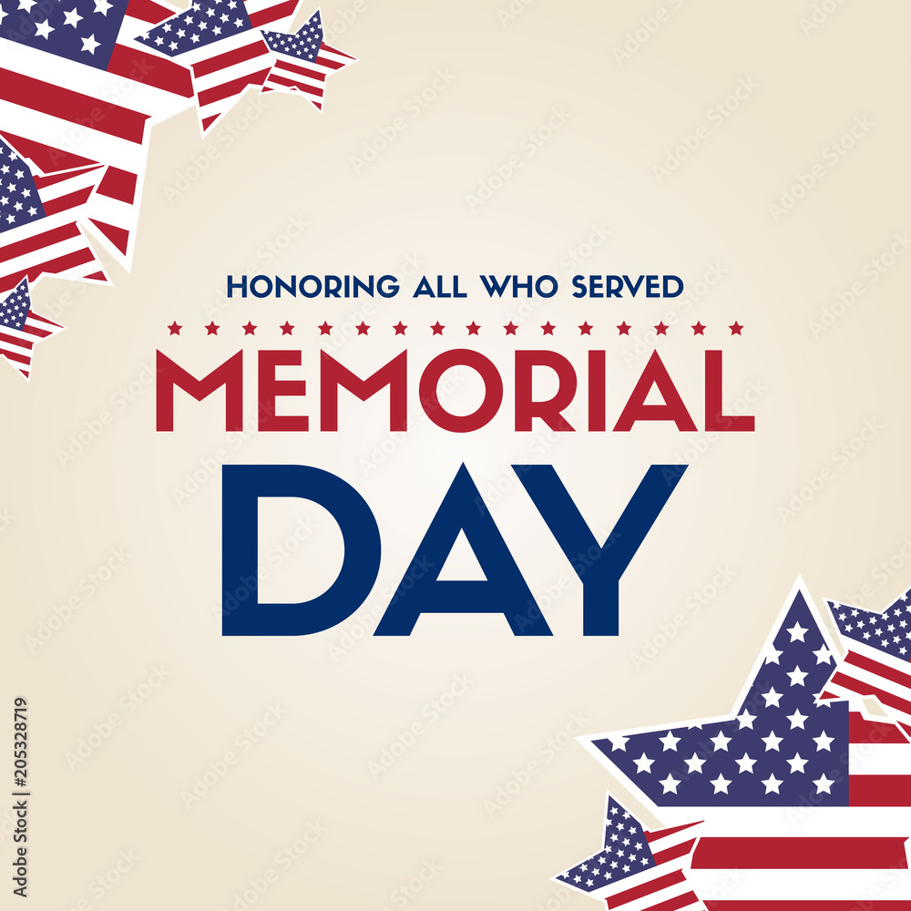 Naklejka premium Happy memorial day poster flag american