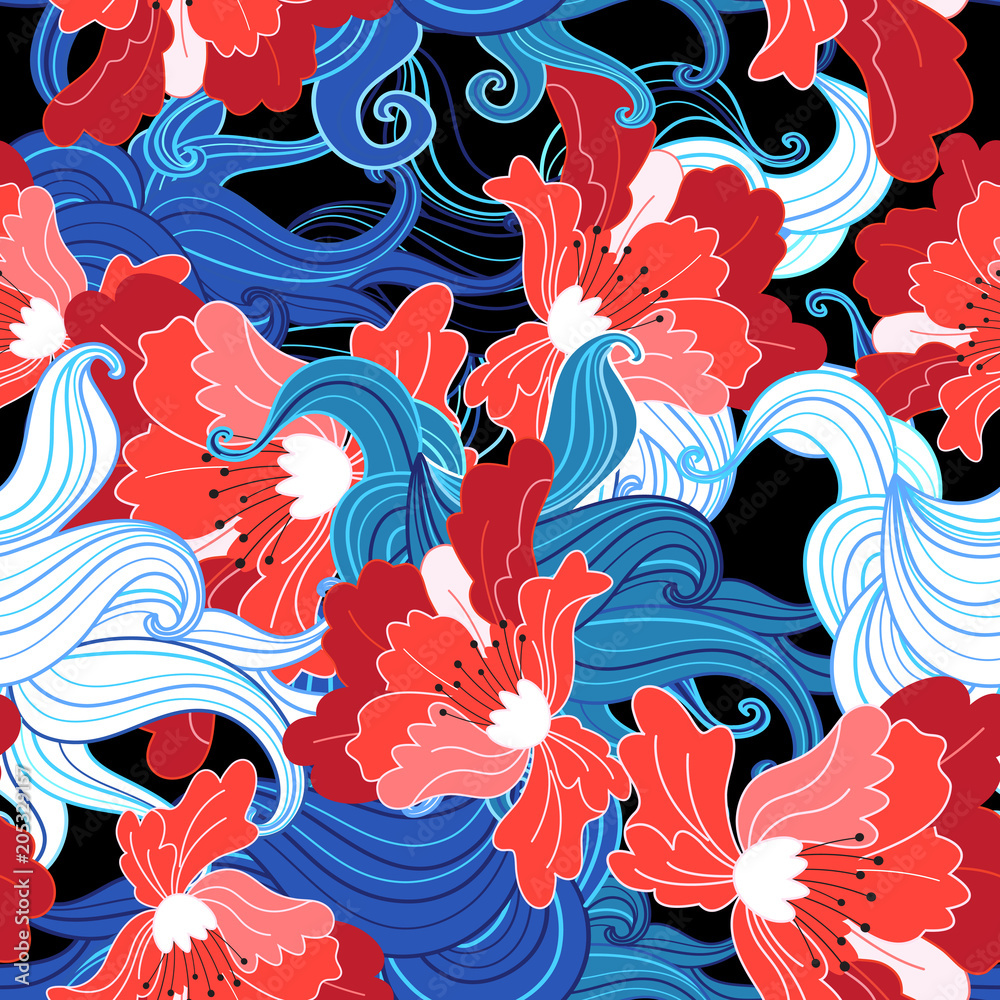 Seamless bright floral pattern