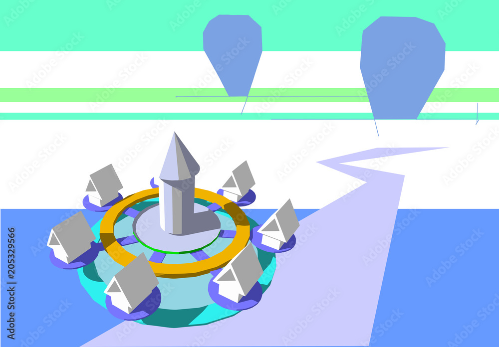 Floating house island in blue ocean and far have a great ice wall background surrealism scene and a long pathway to connect the community like Muldives Floating house island in blue ocean and far have a great ice wall background surrealism scene and a long pathway to connect the community like Muldives