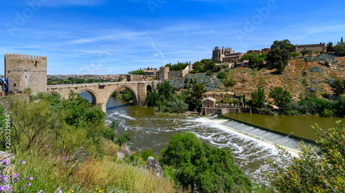 San Martin's Bridge and panorama of Toledo, Spain
