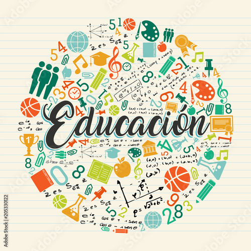 Education school icon quote in spanish language