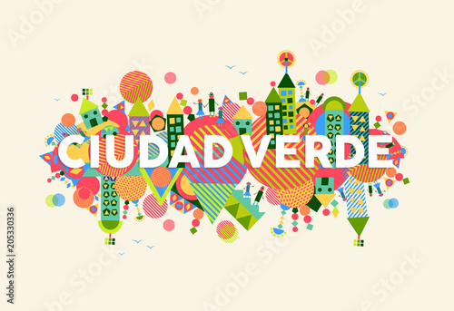 Green City spanish language concept illustration