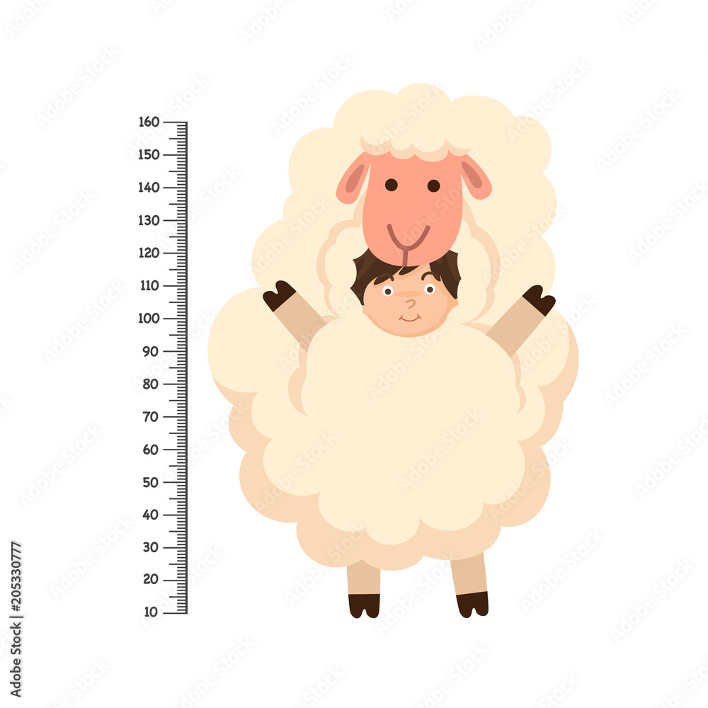 Fototapeta premium Meter wall with sheep costume .vector illustration