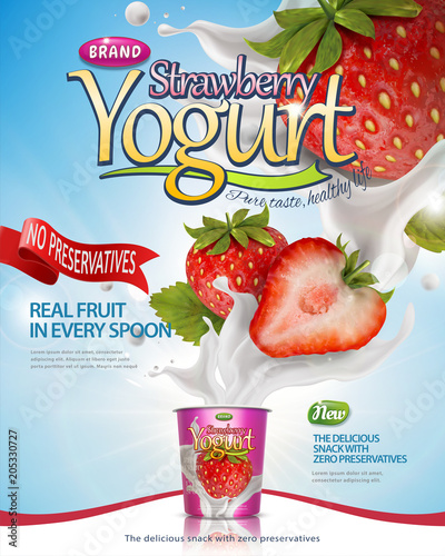 Strawberry yogurt poster