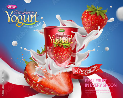 Dynamic strawberry yogurt ad