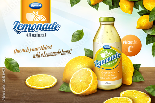 Natural lemonade juice