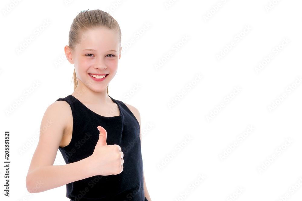 Little girl holding her thumb up Little girl holding her thumb up