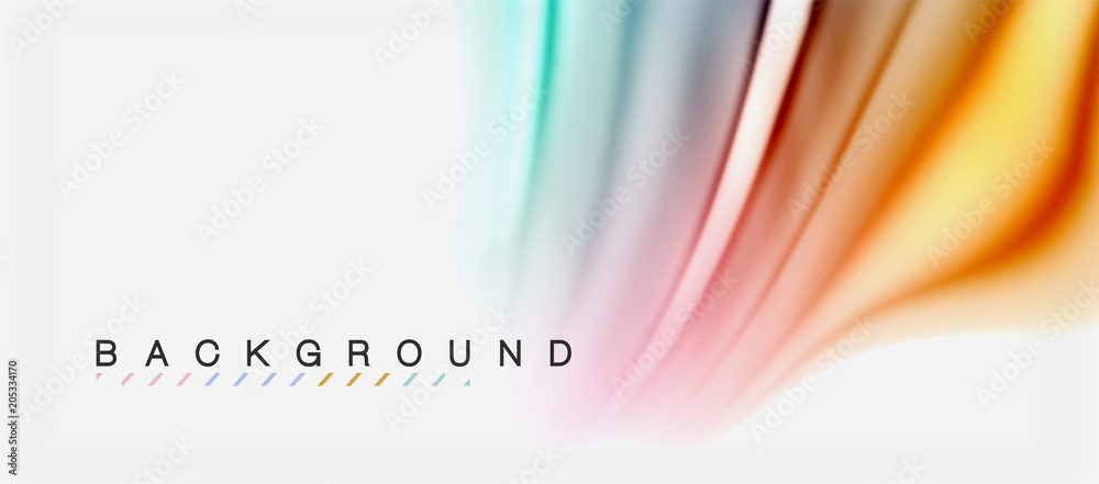 Naklejka premium Blurred fluid colors background, abstract waves lines, vector illustration