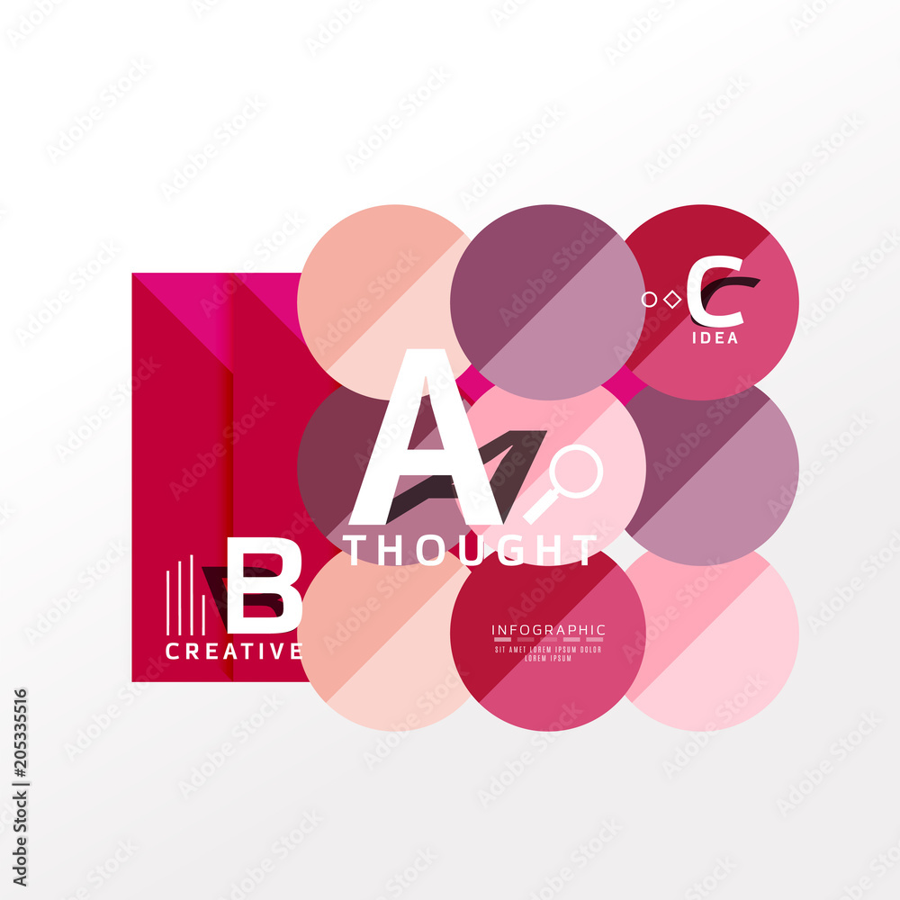Fototapeta premium Geometric infographic banner, paper info diagram created with color shapes
