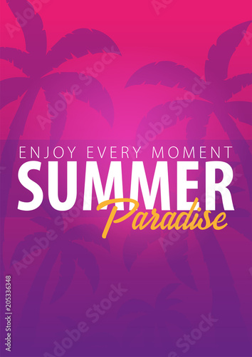 Wallpaper Mural Summer Paradise tropical background with palms and sunset. Summer placard poster flyer invitation card. Summer time. Vector Illustration Torontodigital.ca