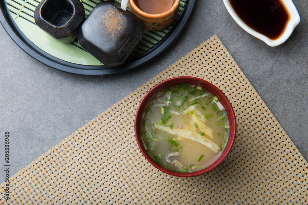 japanese miso soup flat lay japanese miso soup flat lay