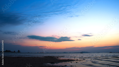 Colorful of sunset on sea scape background