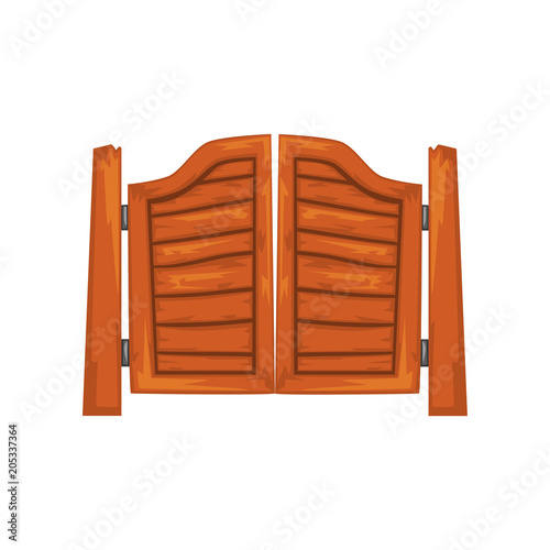 Old western swinging saloon doors vector Illustration on a white background