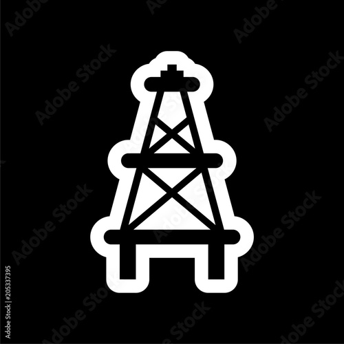 Oil rig, Oil Gusher icon on dark background