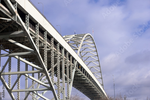 The long famous arched Fremont bridge across the Willamette River in Portland Oregon