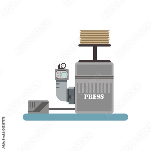 Wine press equipment, winery production process vector Illustration on a white background