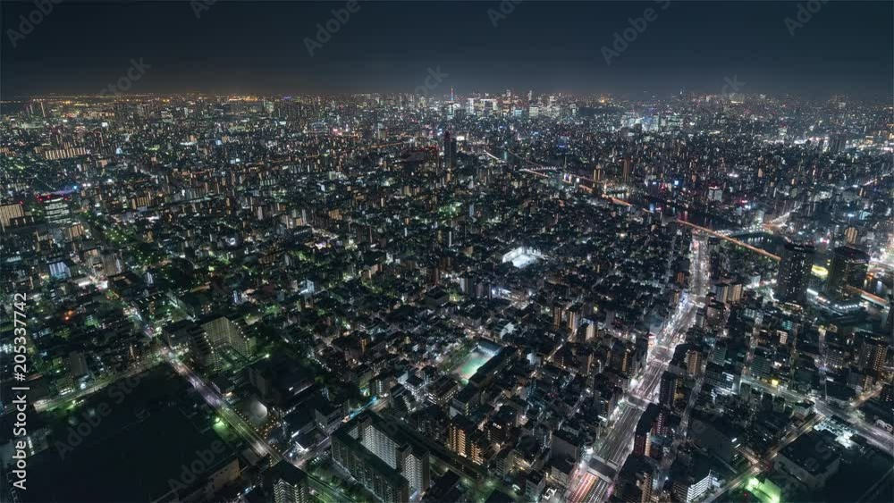 4K Timelapse Sequence of Tokyo, Japan - Shibuya at Night from the Sky Tree Tower Wide Angle 4K Timelapse Sequence of Tokyo, Japan - Shibuya at Night from the Sky Tree Tower Wide Angle