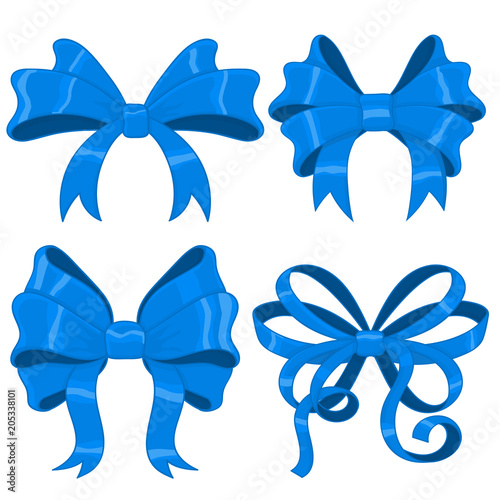 Blue silky ribbon bows