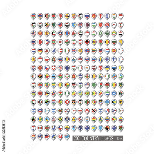 Map marker with flags. Vector illustration 10eps.