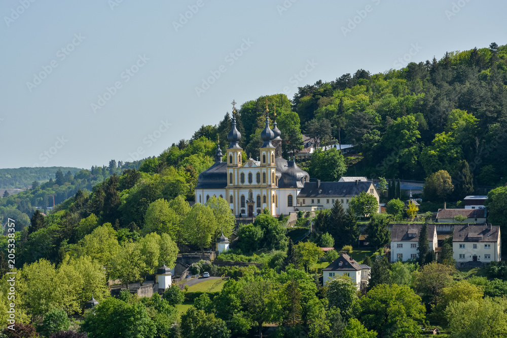 The pilgrimage church Kaeppele on a hill in Wuerzburg on a sunny day