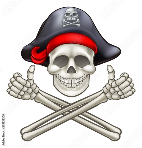 Pirate Skull and Cross Bones Cartoon 