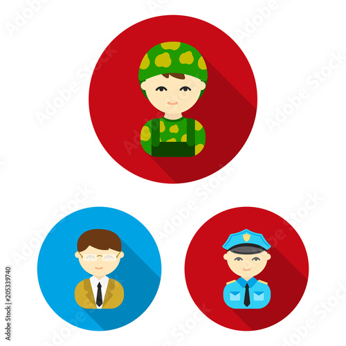 People of different professions flat icons in set collection for design. Worker and specialist vector symbol stock web illustration.