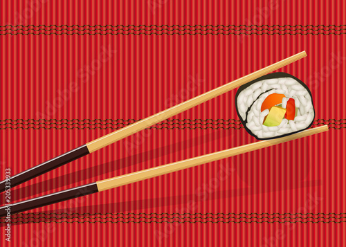 sushi - japon - riz - baguette - cuisine, japonaise, restaurant, japonais, fond, menu, présentation
