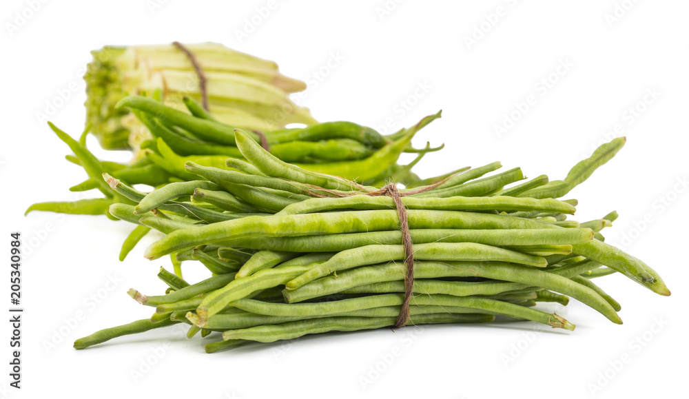 Green Beans With Others Vegetables Also Called Snap Beans or String Beans isolated on White Background Green Beans With Others Vegetables Also Called Snap Beans or String Beans isolated on White Background