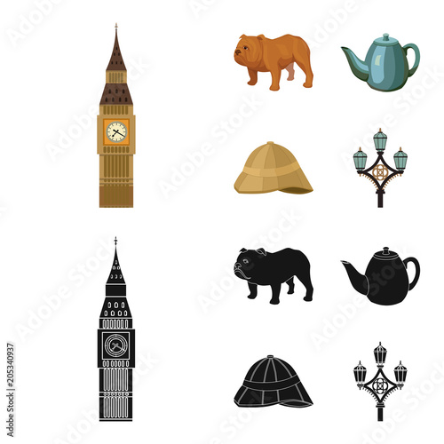 breed dog, teapot, brewer .England country set collection icons in cartoon,black style vector symbol stock illustration web.