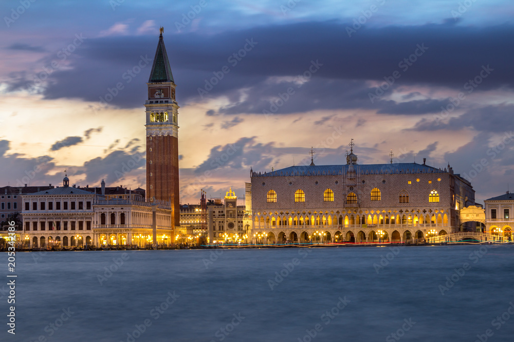 City view of Venice after sunset