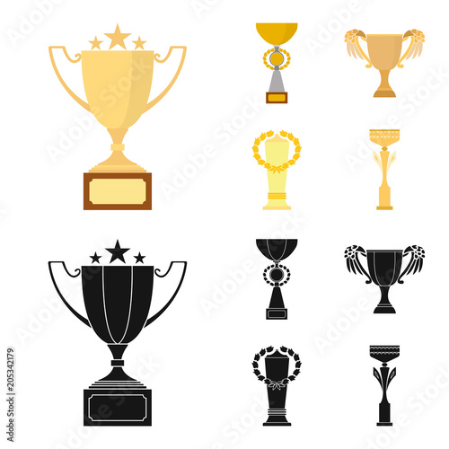 Gold Cup cartoon,black icons in set collection for design. Winners Cup vector symbol stock web illustration.