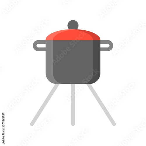 Cooking pot with stand, Kitchen Flat icon vector