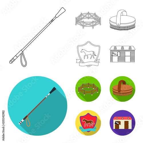 Aviary, whip, emblem, hippodrome .Hippodrome and horse set collection icons in outline,flat style vector symbol stock illustration web.