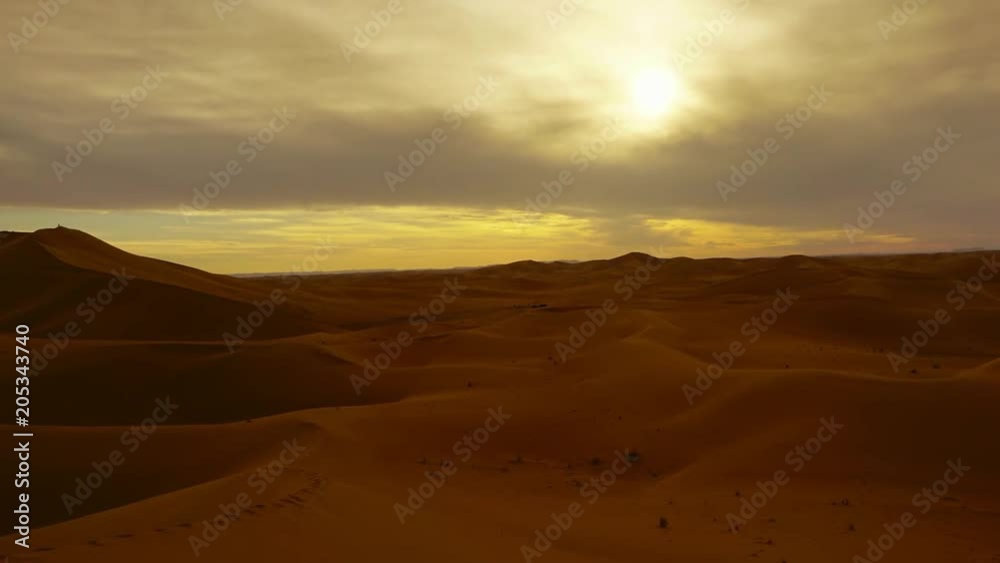 Beatiful landscape in Sahara desert at sunset, panorama timelapse 4k Beatiful landscape in Sahara desert at sunset, panorama timelapse 4k
